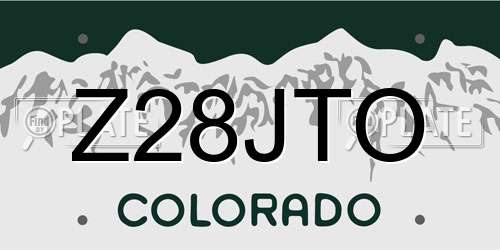 Z28JTO Colorado License Plate