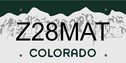 Z28MAT Colorado License Plate