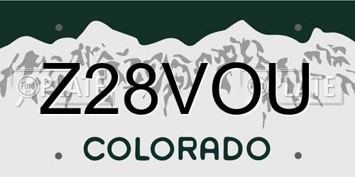 Z28VOU Colorado License Plate