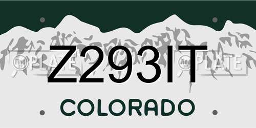 Z293IT Colorado License Plate