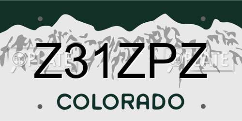 Z31ZPZ Colorado License Plate