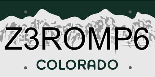 Z3ROMP6 Colorado License Plate