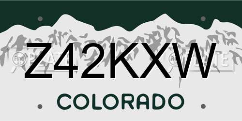 Z42KXW Colorado License Plate