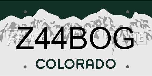 Z44BOG Colorado License Plate