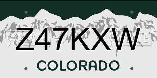 Z47KXW Colorado License Plate
