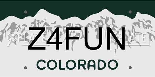 Z4FUN Colorado License Plate