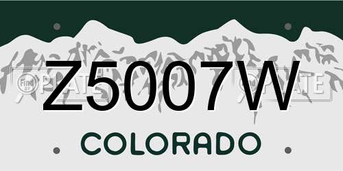 Z5007W Colorado License Plate