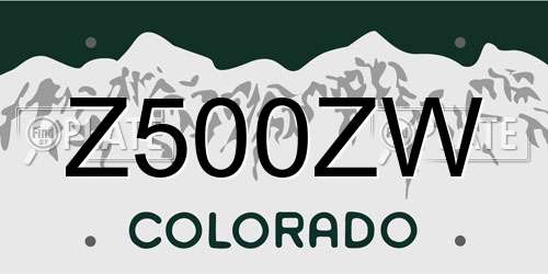 Z500ZW Colorado License Plate