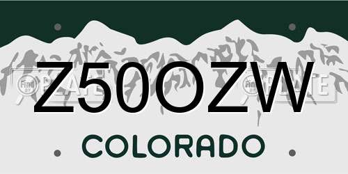 Z50OZW Colorado License Plate