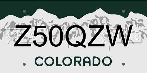 Z50QZW Colorado License Plate