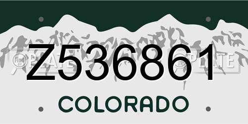 Z536861 Colorado License Plate