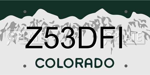Z53DFI Colorado License Plate