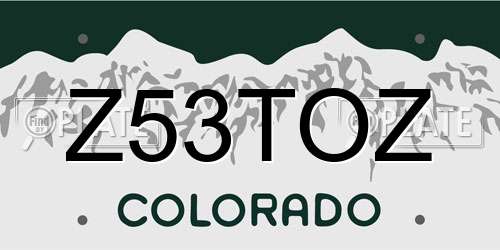 Z53TOZ Colorado License Plate