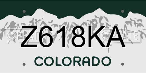 Z618KA Colorado License Plate