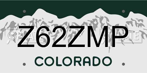 Z62ZMP Colorado License Plate