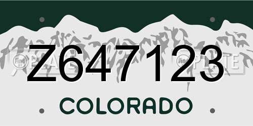 Z647123 Colorado License Plate