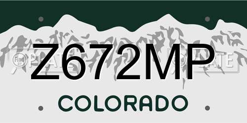 Z672MP Colorado License Plate