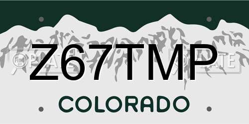 Z67TMP Colorado License Plate