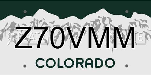 Z70VMM Colorado License Plate