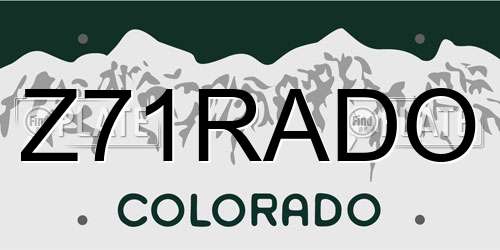 Z71RADO Colorado License Plate