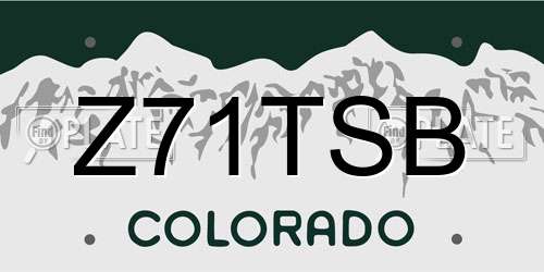 Z71TSB Colorado License Plate