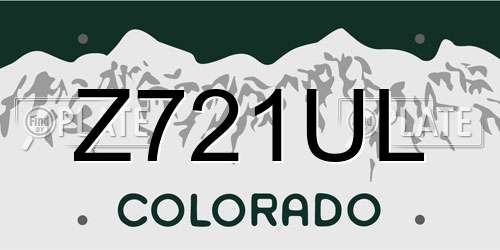Z721UL Colorado License Plate