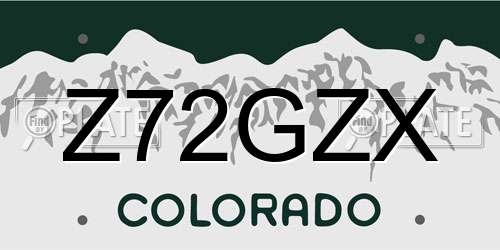 Z72GZX Colorado License Plate