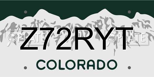 Z72RYT Colorado License Plate