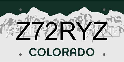 Z72RYZ Colorado License Plate