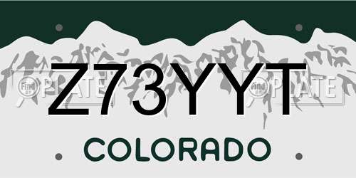 Z73YYT Colorado License Plate