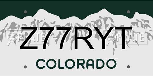 Z77RYT Colorado License Plate