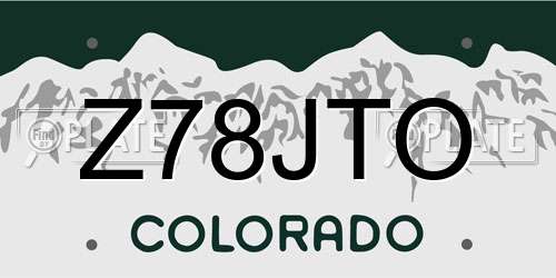 Z78JTO Colorado License Plate