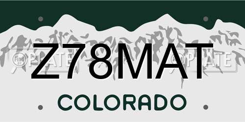Z78MAT Colorado License Plate