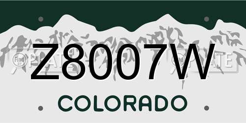 Z8007W Colorado License Plate