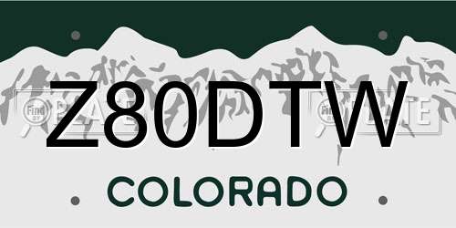 Z80DTW Colorado License Plate