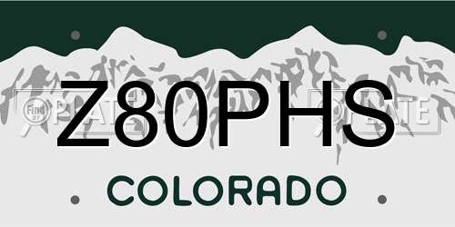Z80PHS Colorado License Plate