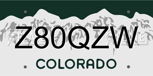 Z80QZW Colorado License Plate