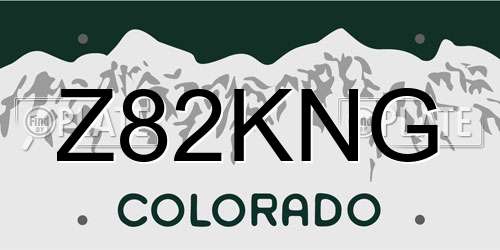 Z82KNG Colorado License Plate