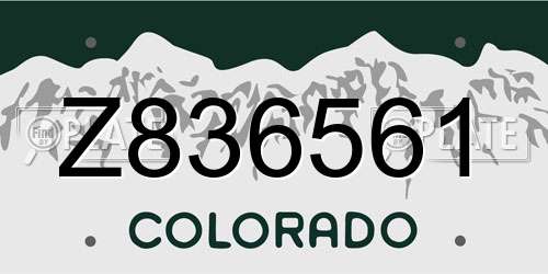 Z836561 Colorado License Plate