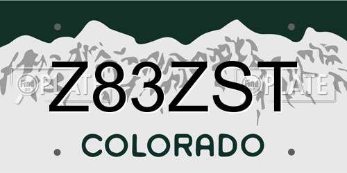 Z83ZST Colorado License Plate