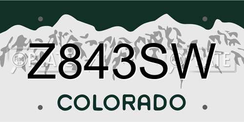 Z843SW Colorado License Plate