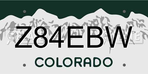 Z84EBW Colorado License Plate