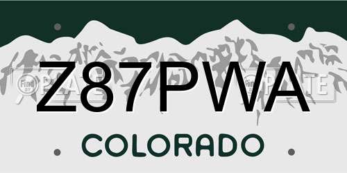 Z87PWA Colorado License Plate