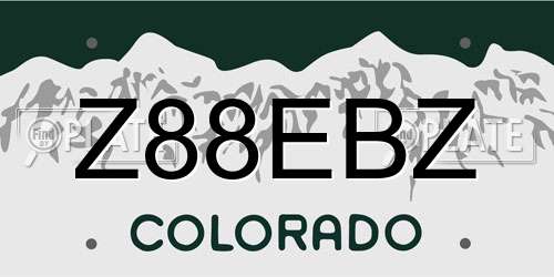 Z88EBZ Colorado License Plate