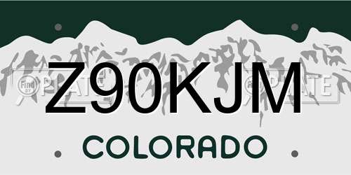 Z90KJM Colorado License Plate