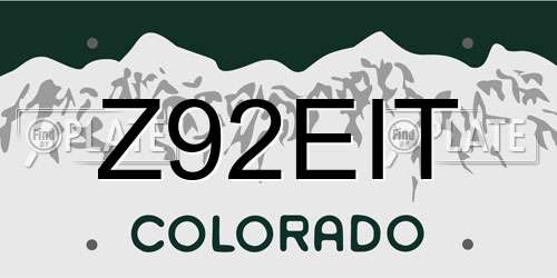 Z92EIT Colorado License Plate