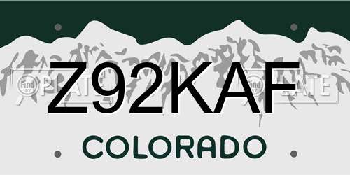 Z92KAF Colorado License Plate