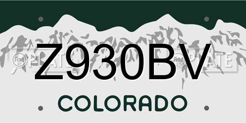 Z930BV Colorado License Plate