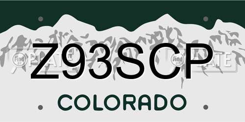 Z93SCP Colorado License Plate