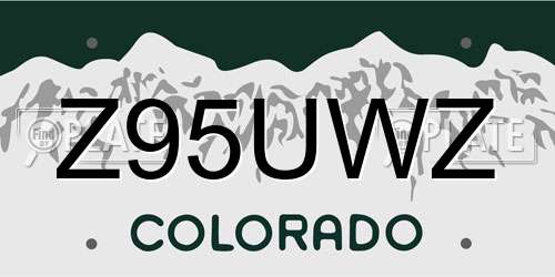 Z95UWZ Colorado License Plate